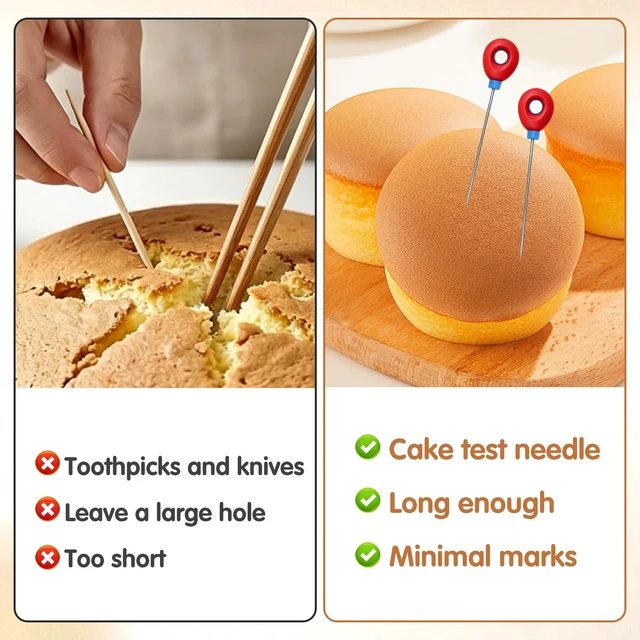 Alt view image 6 of 7 - 3Pcs Cake Baking Tester Stainless Steel, Reusable Doneness Testing Stick for Baking Tools, Professional Skewer Probe for Cakes Bread Cupcakes Brownies Muffins & Pastries