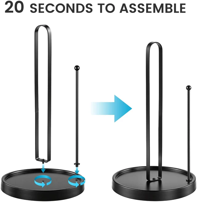 Alt view image 5 of 6 - Paper Towel Holder Countertop, Black Paper Towels Holder for Kitchen, Kitchen Roll Dispenser, Standing Paper Towel Holder with Anti Slip Base
