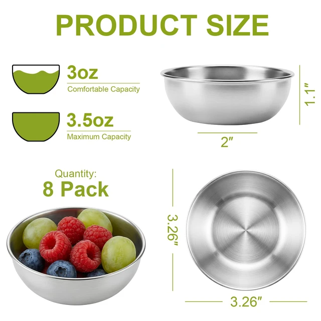 Alt view image 2 of 7 - 8PCS Small Stainless Steel Dipping Bowls for Sauce & Condiments | 3.5oz Prep Bowls for Soy Sauce Ketchup Seasoning & Appetizers, Perfect for BBQ Party Camping & Charcuterie, Easy Cleaning