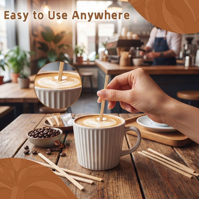 Alt view image 4 of 7 - 800 Wooden Coffee Stirrers, 4.3 Inch Stir Sticks For Hot & Cold Drinks | Smooth Burr-Free Wood, Odorless, Sturdy In Hot Drinks, Ideal For Coffee, Tea, Office, Cafe, Home, Crafts