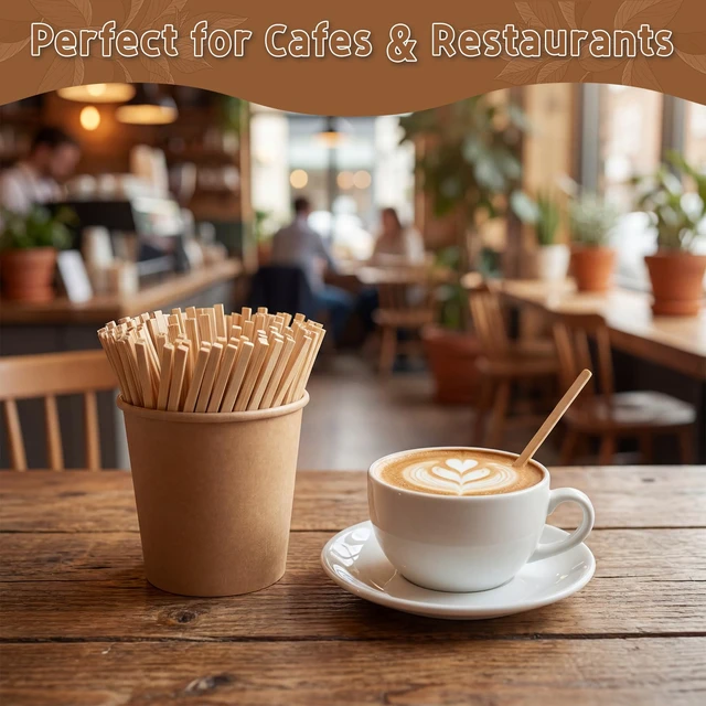 Alt view image 5 of 7 - 800 Wooden Coffee Stirrers, 4.3 Inch Stir Sticks For Hot & Cold Drinks | Smooth Burr-Free Wood, Odorless, Sturdy In Hot Drinks, Ideal For Coffee, Tea, Office, Cafe, Home, Crafts