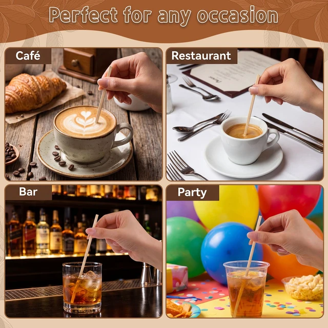 Alt view image 6 of 7 - 800 Wooden Coffee Stirrers, 4.3 Inch Stir Sticks For Hot & Cold Drinks | Smooth Burr-Free Wood, Odorless, Sturdy In Hot Drinks, Ideal For Coffee, Tea, Office, Cafe, Home, Crafts