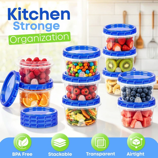 Alt view image 3 of 6 - Freezer Storage Containers, 6 Pack-16 Oz Food Storage Containers with Twist Top Lids,BPA Free, Reusable, Meal Prep,Microwave and Dishwasher Safe
