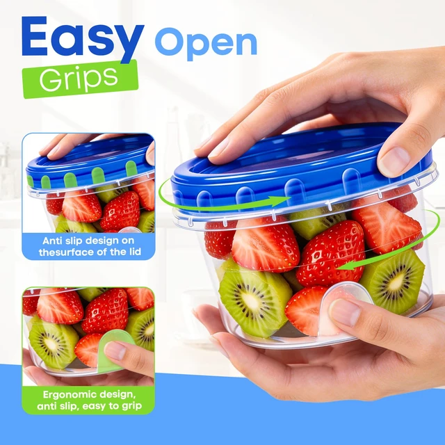 Alt view image 5 of 6 - Freezer Storage Containers, 6 Pack-16 Oz Food Storage Containers with Twist Top Lids,BPA Free, Reusable, Meal Prep,Microwave and Dishwasher Safe