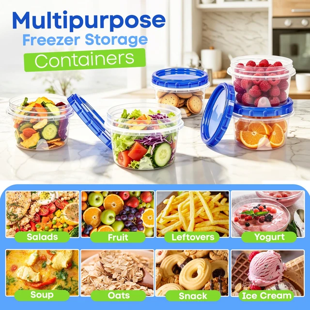 Alt view image 6 of 6 - Freezer Storage Containers, 6 Pack-16 Oz Food Storage Containers with Twist Top Lids,BPA Free, Reusable, Meal Prep,Microwave and Dishwasher Safe