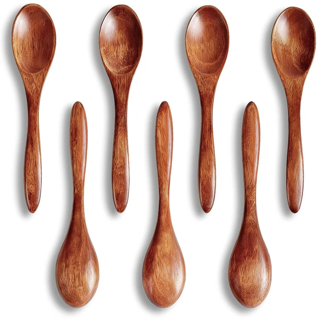 Main image of 7 PCS Wooden Spoons for Eating, 5.7 Inch Small Wooden Spoons Set | Wood Honey Spoons, Hardwood Tablespoons for Tea, Coffee, Soup, Jam, Spices, Ice Cream