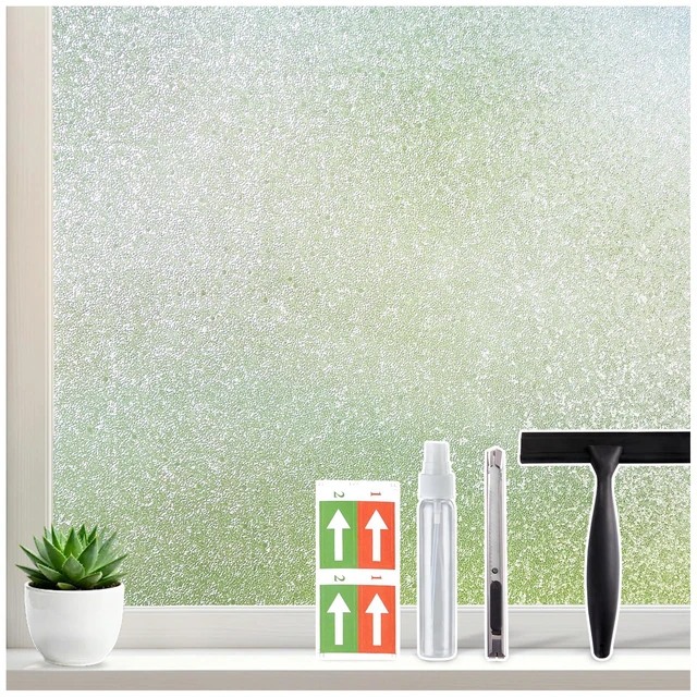 Main image of Frosted Glass Window Privacy Film, Day and Night, 17.5" x 78.7" | Static Cling No Glue Removable, Frosting Opaque Decorative Film, UV Heat Blocking, Renter Friendly for Bathroom Bedroom Door