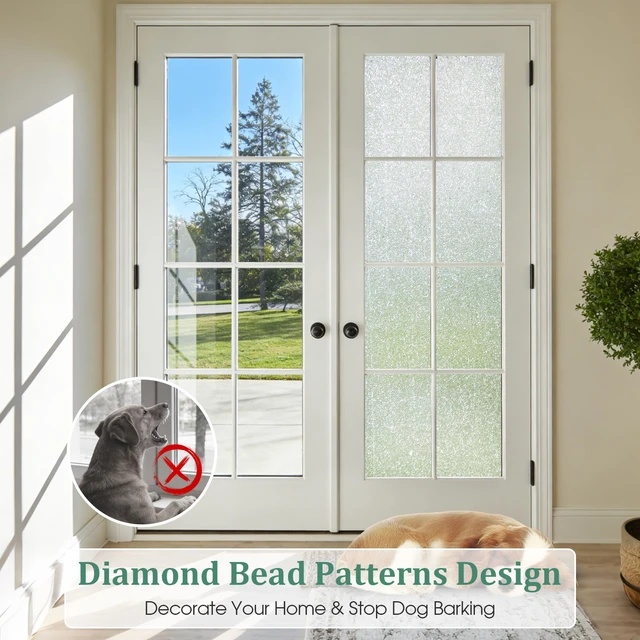 Alt view image 4 of 7 - Frosted Glass Window Privacy Film, Day and Night, 17.5" x 78.7" | Static Cling No Glue Removable, Frosting Opaque Decorative Film, UV Heat Blocking, Renter Friendly for Bathroom Bedroom Door