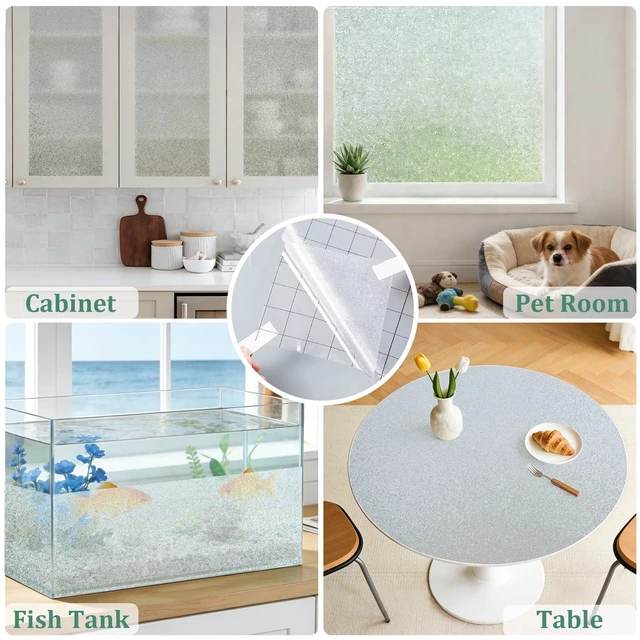 Alt view image 7 of 7 - Frosted Glass Window Privacy Film, Day and Night, 17.5" x 78.7" | Static Cling No Glue Removable, Frosting Opaque Decorative Film, UV Heat Blocking, Renter Friendly for Bathroom Bedroom Door