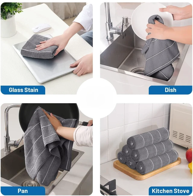 Alt view image 7 of 7 - Dish Towels - Soft, Super Absorbent and Lint Free Kitchen Towels - Dish Towels for Drying Dishes - Decoration for Kitchen and Home - 4Pack, 26 x 16 Inch