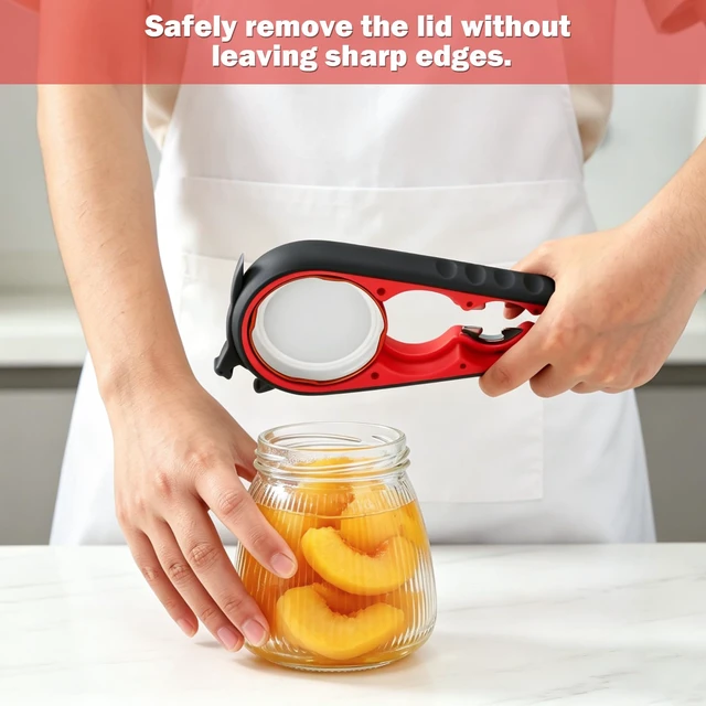 Alt view image 6 of 6 - Jar Opener Set for Seniors, Arthritis, Weak Hands (Red&Black) | 6-in-1 Adjustable Jar Opener Can Opener, 4-in-1 Bottle Opener Lid Opener & Rubber Jar Gripper, Multifunctional Kitchen Gadget