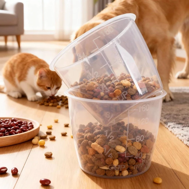 Alt view image 2 of 7 - 2Pcs Plastic Transparent Rice Measuring Cups 160ml 3/4 cup Thicken Rice Cooker Measuring Cup Double Scale Rice and Dry Material Kitchen Supplies for Cooking,Dog Cat Food Measuring