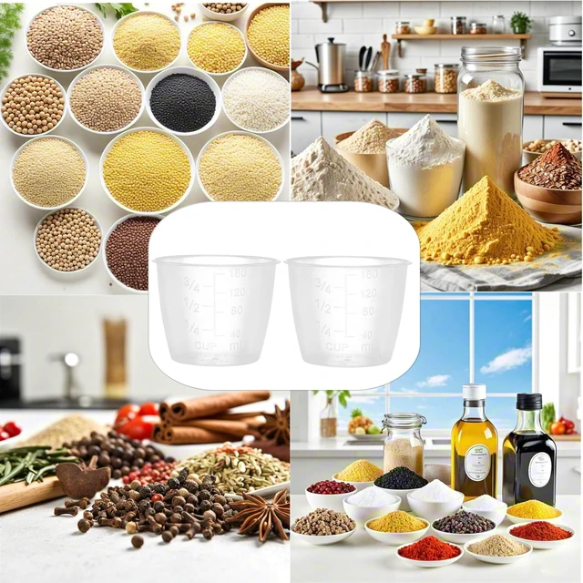 Alt view image 4 of 7 - 2Pcs Plastic Transparent Rice Measuring Cups 160ml 3/4 cup Thicken Rice Cooker Measuring Cup Double Scale Rice and Dry Material Kitchen Supplies for Cooking,Dog Cat Food Measuring