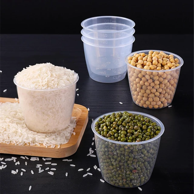 Alt view image 5 of 7 - 2Pcs Plastic Transparent Rice Measuring Cups 160ml 3/4 cup Thicken Rice Cooker Measuring Cup Double Scale Rice and Dry Material Kitchen Supplies for Cooking,Dog Cat Food Measuring