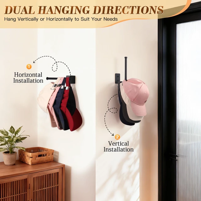 Alt view image 3 of 7 - Hat Rack for Wall 2 Pcs,RV Camper Essentials Hat Organizer for Home Storage | Camper/Rv Accessories for Hat Lovers,Keeps Caps Neatly,MultiPurpose Wall Storage Solution for Rv,Camper,Home Organization
