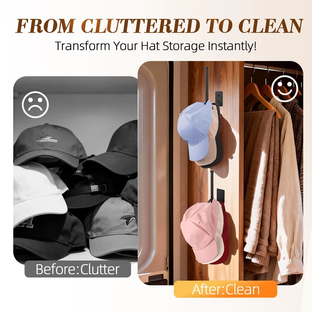 Alt view image 7 of 7 - Hat Rack for Wall 2 Pcs,RV Camper Essentials Hat Organizer for Home Storage | Camper/Rv Accessories for Hat Lovers,Keeps Caps Neatly,MultiPurpose Wall Storage Solution for Rv,Camper,Home Organization