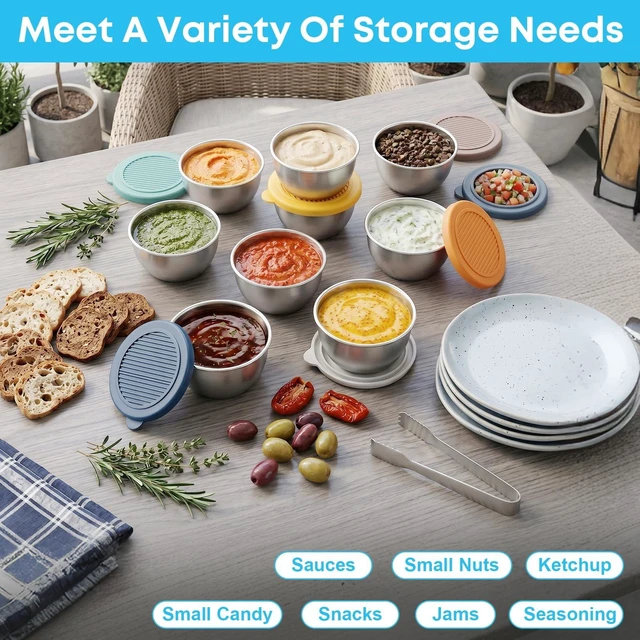 Alt view image 3 of 6 - 7 Pack Salad Dressing Container to Go, Leakproof Salad Dressing Container with Lids, Reusable Sauce Containers for Lunch Box, Small Condiment Containers with Lids