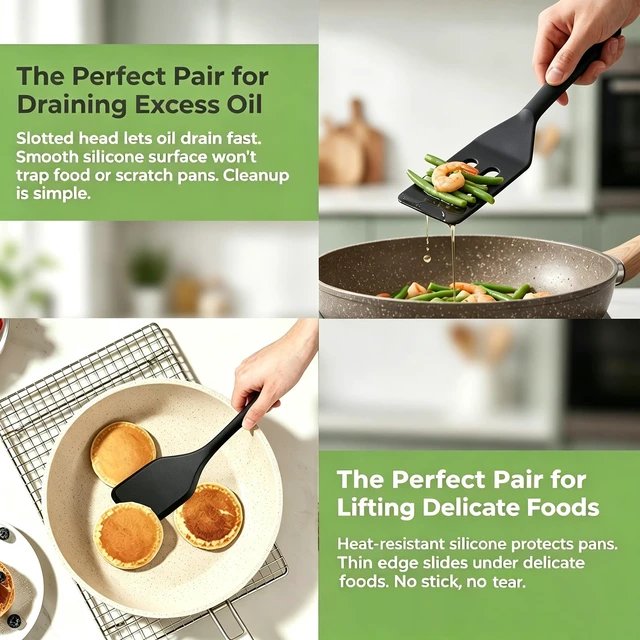 Alt view image 7 of 7 - Small Silicone Spatula Set, Heat Resistant Mini Spatula for Serving | Narrow, flexible thin spatulas for kitchen use, safe for non-stick frying pans and perfect for baking cookies & brownies