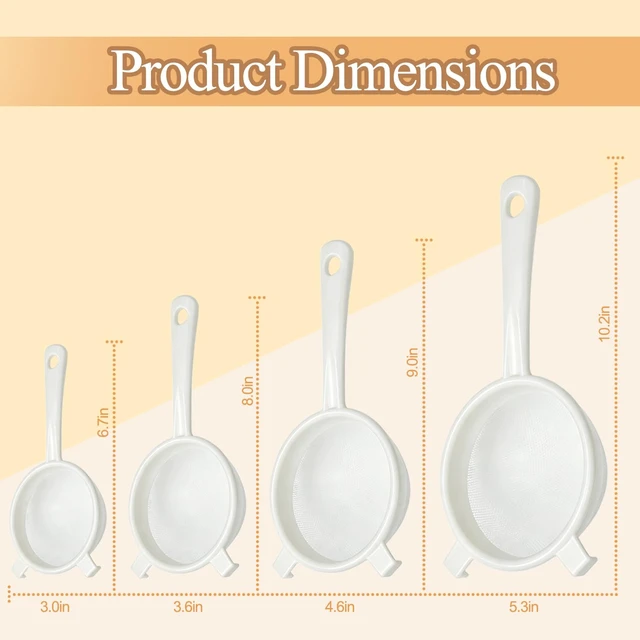 Alt view image 3 of 7 - 4 Pcs Plastic Kefir Fine Mesh Strainer Set, Nylon Kefir Food Strainers Fine Sieve Colander Sifter for Straining & Transferring Tea, Juice, Pasta