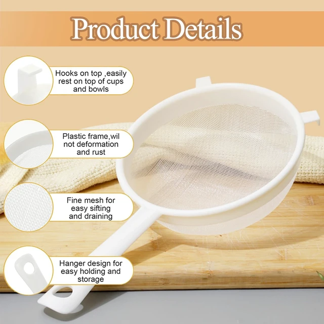 Alt view image 5 of 7 - 4 Pcs Plastic Kefir Fine Mesh Strainer Set, Nylon Kefir Food Strainers Fine Sieve Colander Sifter for Straining & Transferring Tea, Juice, Pasta
