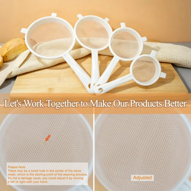 Alt view image 6 of 7 - 4 Pcs Plastic Kefir Fine Mesh Strainer Set, Nylon Kefir Food Strainers Fine Sieve Colander Sifter for Straining & Transferring Tea, Juice, Pasta