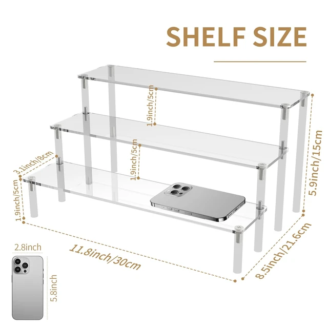 Alt view image 3 of 7 - Acrylic Perfume Organizer Stand 3-Tier Clear Display for Vanity & Home | 4mm Thick Acrylic, Crystal-Clear Display, For Cologne, Cosmetics, Skincare, Jewelry, Dessert, Retail Displays & Home Decor