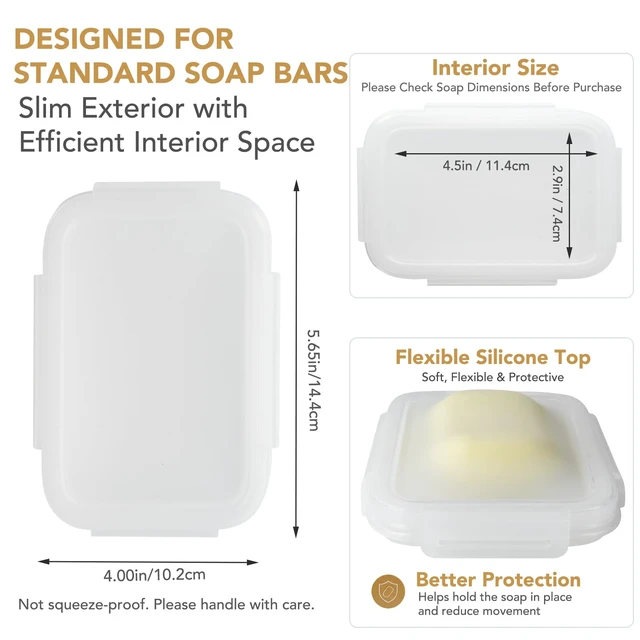 Alt view image 2 of 4 - Ultra-Slim Travel Soap Case with Airtight Silicone Seal - Leakproof, Portable Soap Holder for Camping, Gym & Outdoor Use - Compact Design for Travel and Business Trips (White)