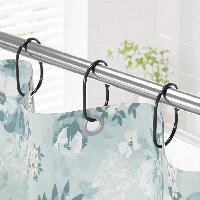 Main image of Shower Curtain Rings Black Shower Curtain Hooks,Shower Rings for Curtain Rust Proof, Shower Curtain Hangers Anti-Drop Shower Hooks for Shower Curtain Rod Oval Bathroom Curtain Rings, 12Pcs