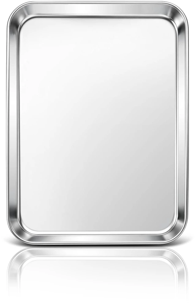 Main image of Stainless Steel Baking Sheet, 10.4" x 8" Cookie Sheet Pan, 1-Pack | Small Toaster Oven Tray for Baking, Healthy & Non-Toxic, Easy Clean & Dishwasher Safe