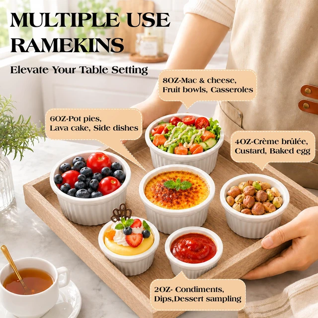 Alt view image 7 of 7 - 4 Oz Silicone Ramekins Oven Safe, Creme Brulee Ramekins with Frame | 6 Pack Shatterproof Dipping Bowls for Souffle, Pudding and Muffin, Nonstick Souffle Dish BPA-free, Air Fryer, Dishwasher Safe