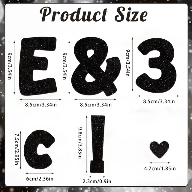 Alt view image 2 of 4 - 251 Pcs Bulletin Board Letters, 4''Glitter Letters for Bulletin Board | Includes 300 Pcs Adhesive Dot, Uppercase, Lowercase, Numbers, Punctuation and Symbols, for Classroom Decor DIY - Black