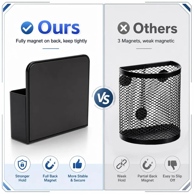 Alt view image 4 of 7 - Magnetic Pen Holder, 2 Pack Magnetic Dry Erase Marker Holder, Black Strong Magnetic Marker Holder Pen Pencil Organizer for Whiteboard, Refrigerator, Office, Locker Accessories, Classroom Must Haves