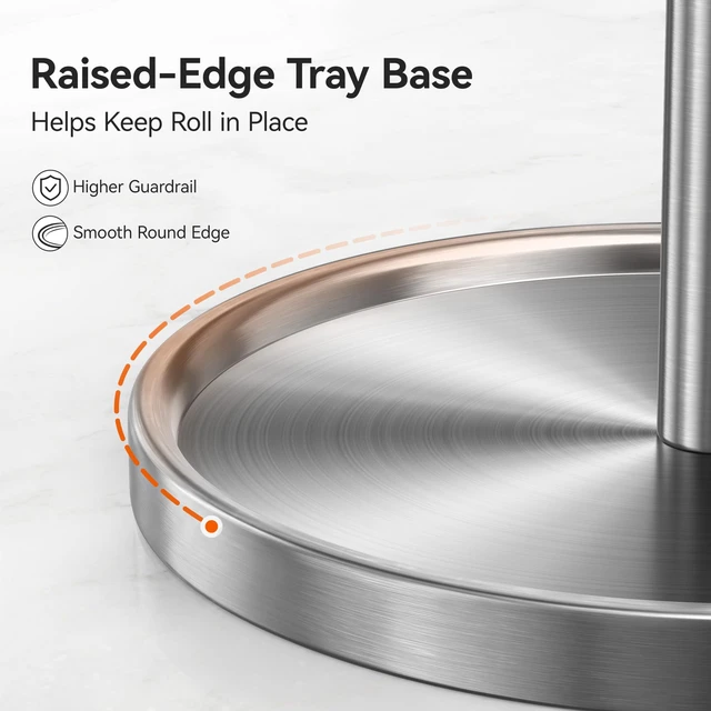 Alt view image 2 of 6 - Paper Towel Holder Stainless Steel for Kitchen Countertop Weighted Base | Weighted Base,Roll Holder, Stainless Steel Silver, Freestanding Anti Slip,Stable Towel Holders