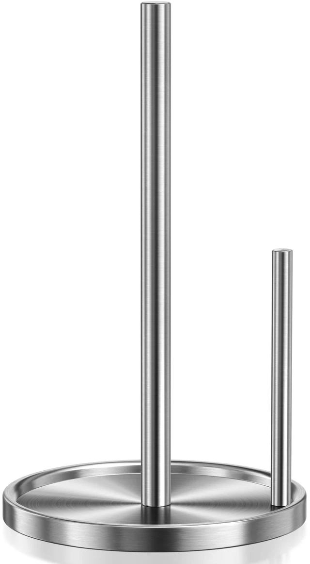 Main image of Paper Towel Holder Stainless Steel for Kitchen Countertop Weighted Base | Weighted Base,Roll Holder, Stainless Steel Silver, Freestanding Anti Slip,Stable Towel Holders