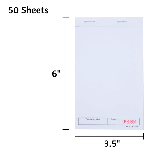 Alt view image 2 of 6 - Guest Checks Pads (5 Pads), total 250 Blank Waiter Pad | Blank Waiter Pad, Server Order Pads,250 sheets in total,3.5" x 6.75" in size.