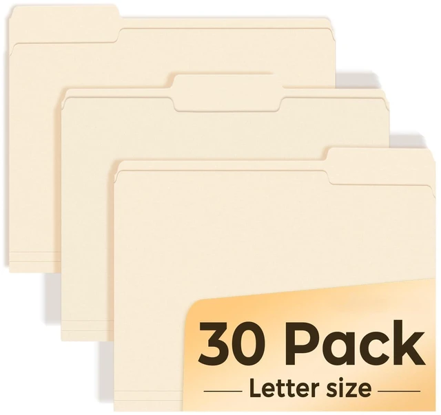 Main image of File Folders, 30 Pack Manilla Folders 8.5 x 11, 1/3 Cut Tab for Easy Labeling and Organization, Durable Standard Paper for Home, Office, School Filing
