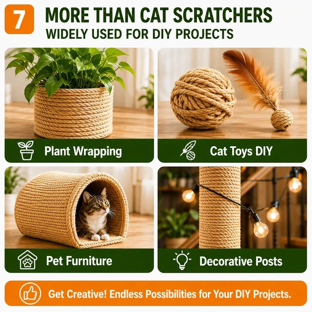 Alt view image 7 of 7 - Natural Sisal Rope for Cat Scratcher, Replacement Durable Cat Scratching Post Rope for Recovering Cat Towers, DIY Crafts and Gardening (1/6 inch by 66 feet)