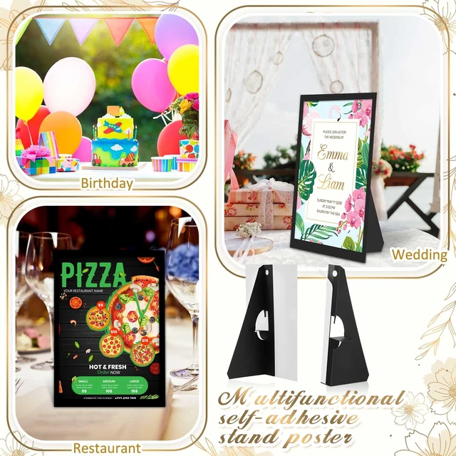Alt view image 5 of 5 - 12 Pack Poster Stand,12 Inch,Black | Self Stick Easel Back Poster Board Stand, Convenient Peel and Stick Self Adhesive Easels Display Cardboard Sign
