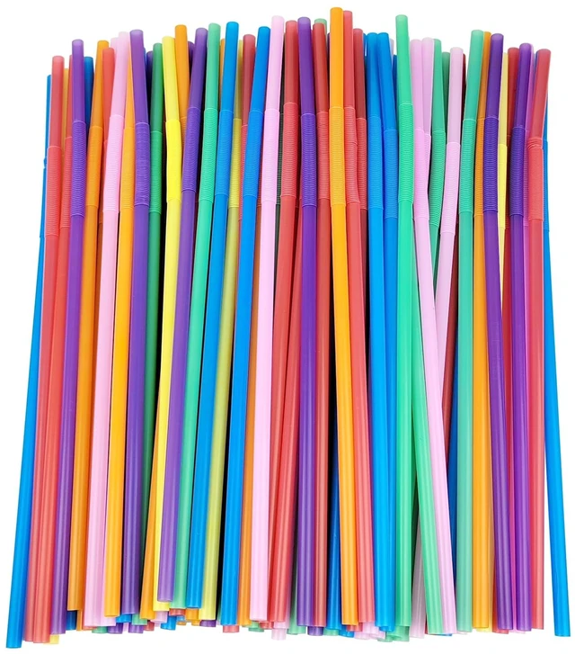 Main image of 200 PCS 0.23 inches in Diameter 13 inch Extra Long Straws Flexible Plastic, Colorful Disposable Bendy Party Fancy Straws Party Decorations (200, Multicolor)