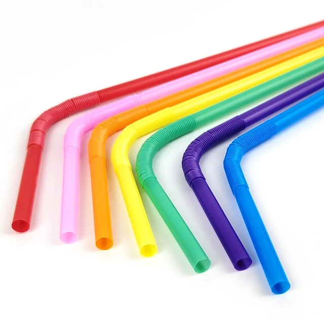 Alt view image 4 of 4 - 200 PCS 0.23 inches in Diameter 13 inch Extra Long Straws Flexible Plastic, Colorful Disposable Bendy Party Fancy Straws Party Decorations (200, Multicolor)