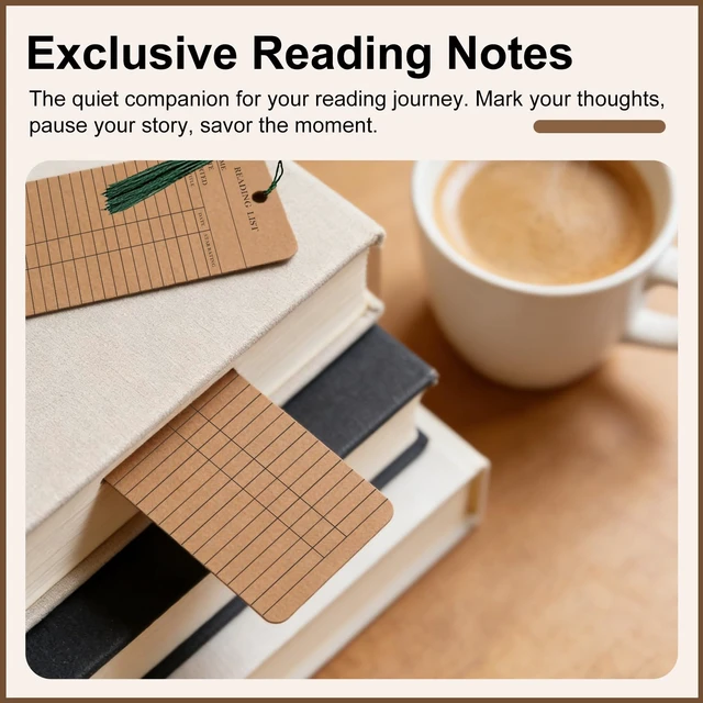 Alt view image 5 of 5 - 100 Pcs,50 Elegant Reading List Bookmarks with 50 Dark Green Tassels, 3x8 Inch Cardstock Book Tracker & Reading Log for Book Lovers, Students, Teachers, Graduation Gifts & Back-to-School Supplie