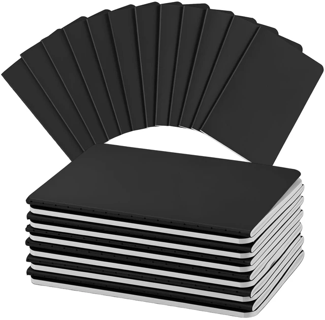 Main image of 12 Pack Black Mini Notebooks Bulk, A6 Small Lined Pocket Notepads | 3.5 x 5.5 In, Travel Journal for Women Men, Sturdy Cardstock Covers, for School, Lists, Office