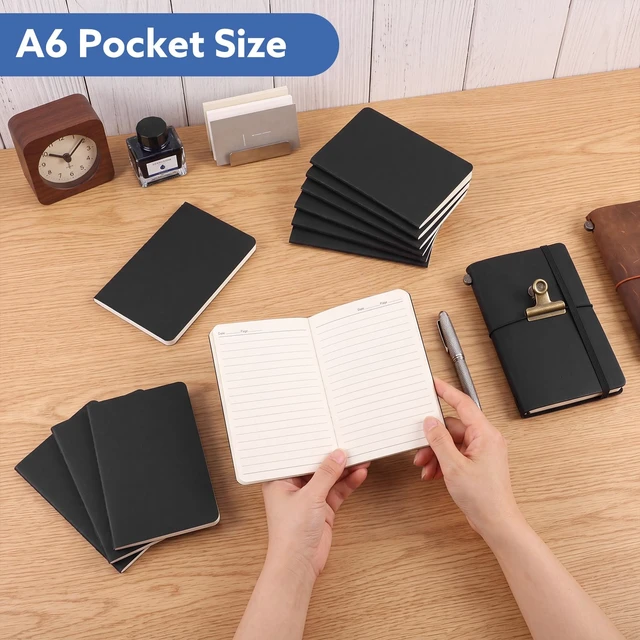 Alt view image 6 of 6 - 12 Pack Black Mini Notebooks Bulk, A6 Small Lined Pocket Notepads | 3.5 x 5.5 In, Travel Journal for Women Men, Sturdy Cardstock Covers, for School, Lists, Office