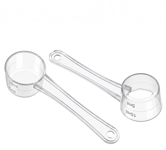 Alt view image 2 of 7 - 2-Pack 5g Clear Plastic Measuring Scoops with 5mL & 10mL Markings | For Creatine, Protein, Cooking, Powder, Liquid, Food Grade PP Material, BPA-free, Meets FDA Standards