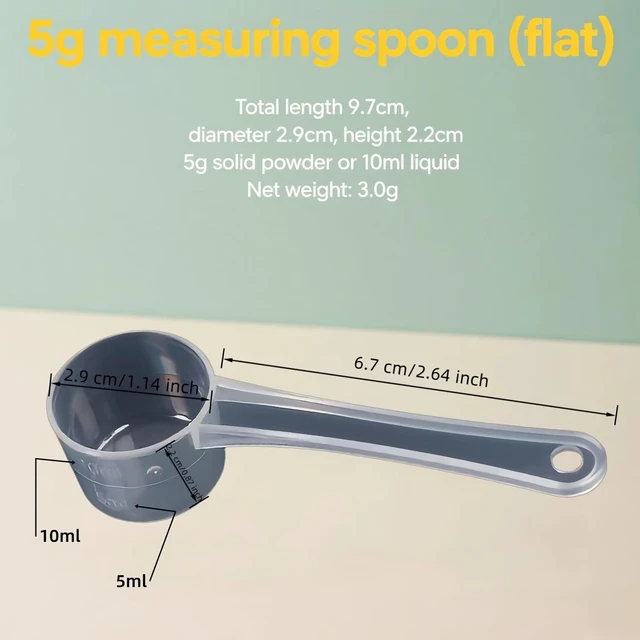 Alt view image 6 of 7 - 2-Pack 5g Clear Plastic Measuring Scoops with 5mL & 10mL Markings | For Creatine, Protein, Cooking, Powder, Liquid, Food Grade PP Material, BPA-free, Meets FDA Standards