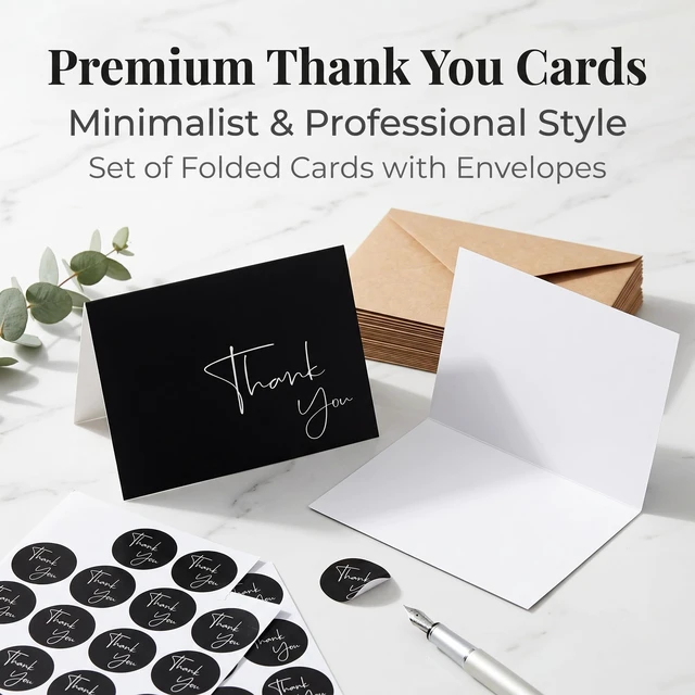 Alt view image 2 of 7 - 100 Pack Thank You Cards with Envelopes & Stickers - Thank You Notes | Bulk Box Set 4x6 Inch Minimalistic Design for Business, Baby Shower, Wedding, Small Business, Graduation, Bridal Shower