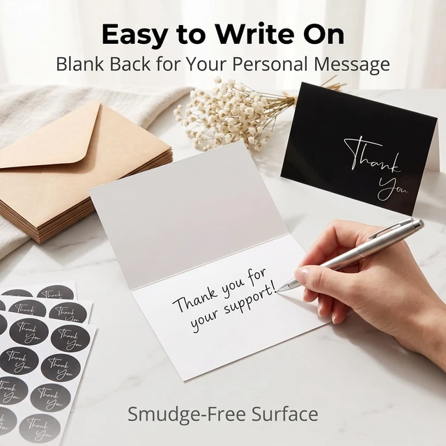 Alt view image 4 of 7 - 100 Pack Thank You Cards with Envelopes & Stickers - Thank You Notes | Bulk Box Set 4x6 Inch Minimalistic Design for Business, Baby Shower, Wedding, Small Business, Graduation, Bridal Shower