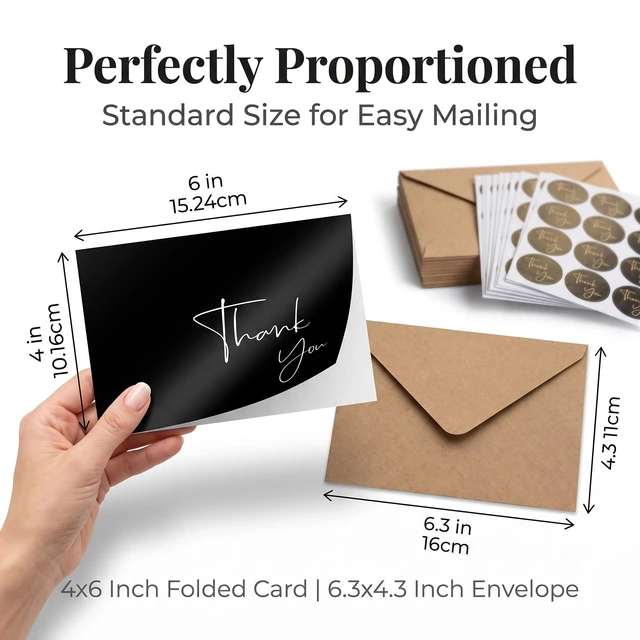 Alt view image 5 of 7 - 100 Pack Thank You Cards with Envelopes & Stickers - Thank You Notes | Bulk Box Set 4x6 Inch Minimalistic Design for Business, Baby Shower, Wedding, Small Business, Graduation, Bridal Shower