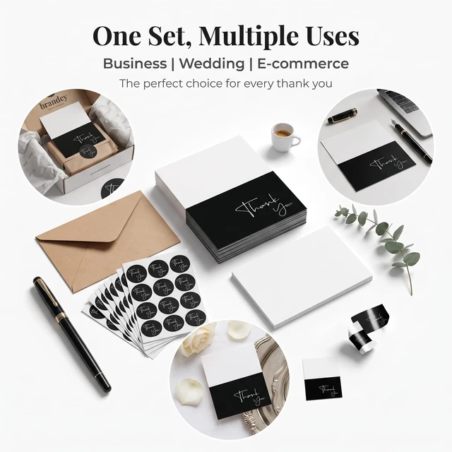 Alt view image 7 of 7 - 100 Pack Thank You Cards with Envelopes & Stickers - Thank You Notes | Bulk Box Set 4x6 Inch Minimalistic Design for Business, Baby Shower, Wedding, Small Business, Graduation, Bridal Shower