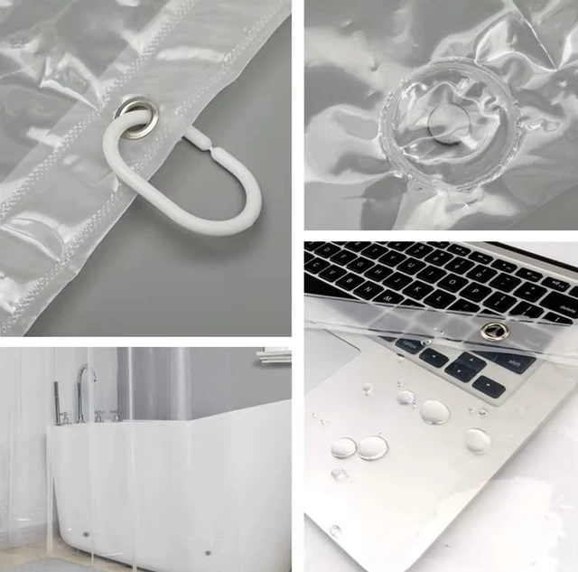 Alt view image 5 of 5 - Clear Shower Curtain Liner 72 x 72 Inches, Waterproof PEVA Shower Liner with 3 Weighted Magnets, 12 Rustproof Metal Grommets & 12 Shower Hooks, Easy Clean